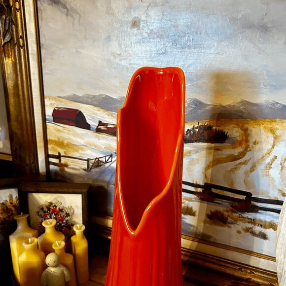 Vintage L.E. Smith Glass Bittersweet Simplicity MCM Ribbed Swung Vase NO BUNDLE - Picture 4 of 5